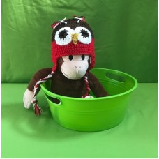 Brown and Red Owl Hat (6-12 mths)