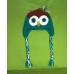 Rust and Turquoise Owl Hat (6-12 mth)