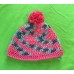 Coral and Gray Variegated with Coral Pom Pom Hat (Child)