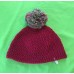 Maroon with Large Variegated Pom Pom Hat (Child)