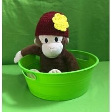 Burgundy with Bright Yellow Flower Hat (0-3 mths)