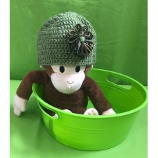 Olive Green with Camo Colored Flower Hat (9-12 mths)