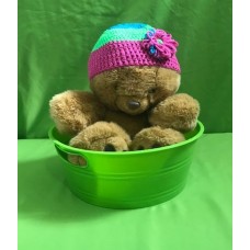 Turquoise, Lime Green, and Pink with Variegated Color Flower Hat (Toddler)