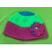 Turquoise, Lime Green, and Pink with Variegated Color Flower Hat (Toddler)