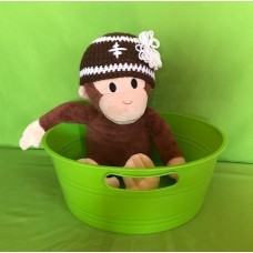 Brown Football with White Flower Hat (0-3 mths)