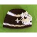 Brown Football with White Flower Hat (0-3 mths)