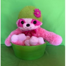 Sage Green with Bright Pink Flower Hat  (Child)