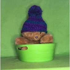 Purple and Green Variegated with Same Color Pom Pom Hat (Child)