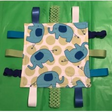 Blue Elephants Green Dots w/ White and Turquoise Dots Nubs